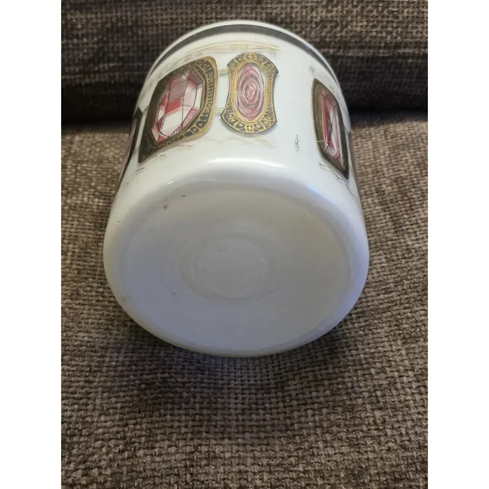 Vintage Mid-Century Modern White Geometric Design Harry Sternberg Jar 7.5'' MCM
